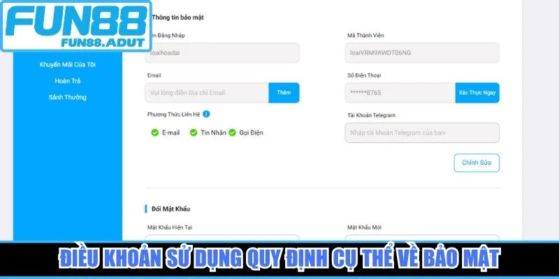 Điều khoản sử dụng quy định cụ thể về bảo mật