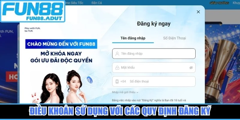 Điều khoản sử dụng với các quy định đăng ký