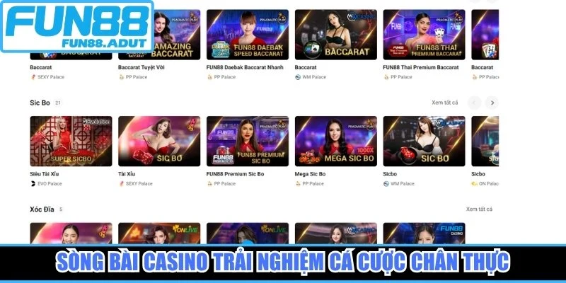Sòng bài casino trải nghiệm cá cược chân thực