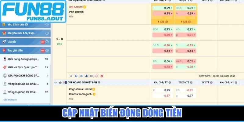 Cập nhật biến động dòng tiền