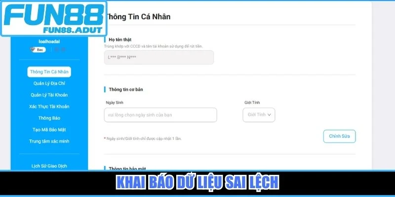 Khai báo dữ liệu sai lệch