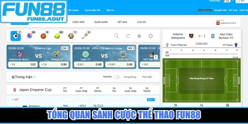 Tổng quan sảnh cược thể thao Fun88